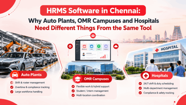 HRMS Software in Chennai: Why Auto Plants, OMR Campuses and Hospitals Need Different Things From the Same Tool