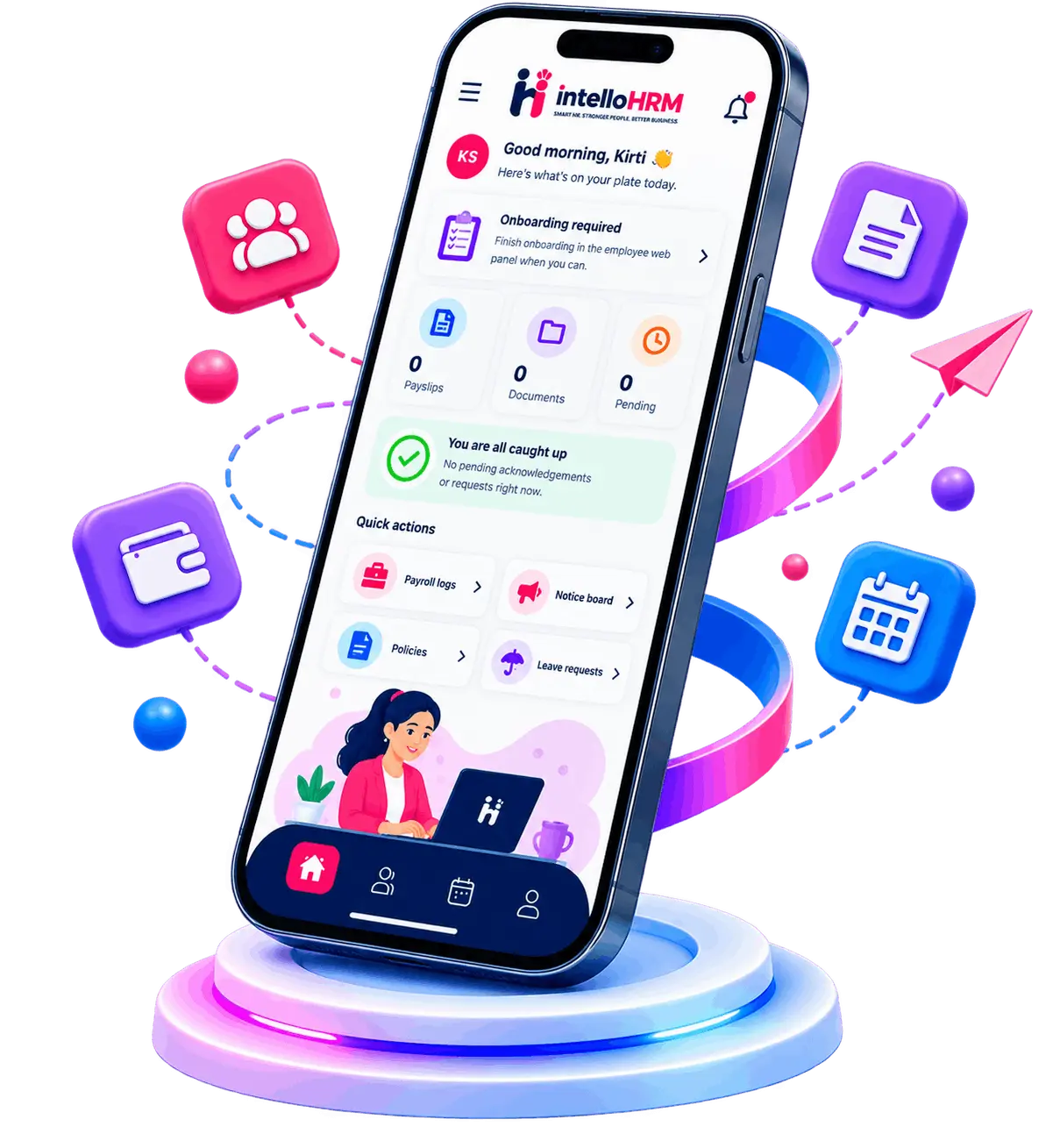 IntelloHRM app home screen